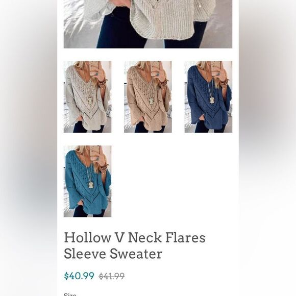 Paille V neck loose pullover casual knitted sweater hollow out chic khaki sz M - Picture 3 of 14